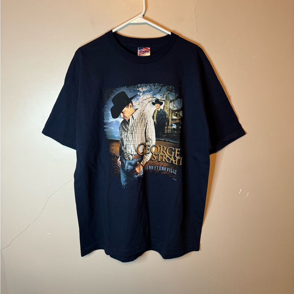 Vintage 2003 George Strait Honkytonkville Tour T-Shirt Y2K Concert Blue Size XL